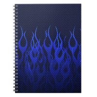 Blaue Racing Flammen auf Carbon Fibre Print