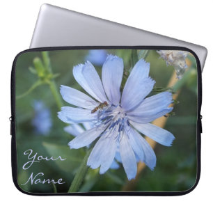 Blaue Radicchio-Blumen- und Bienen-Laptop-Hülle Laptopschutzhülle
