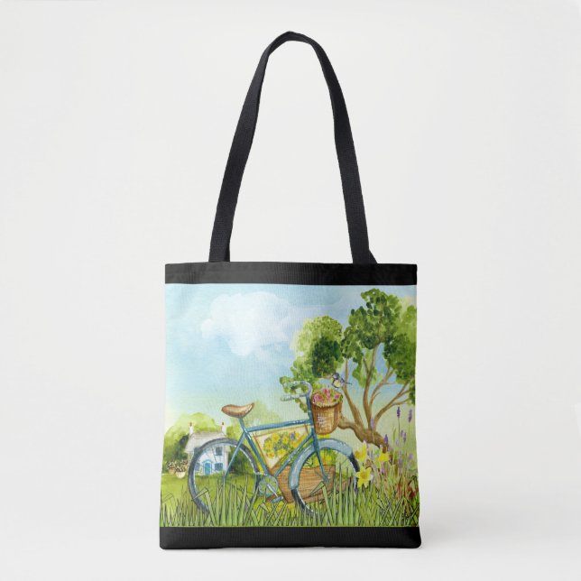 Blaue Radlandschaft Tasche (Vorderseite)