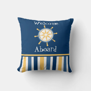 Blaue Radstreifen für Navy Gold Kissen