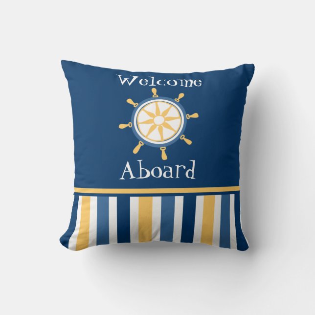 Blaue Radstreifen für Navy Gold Kissen (Vorderseite)