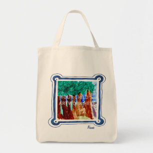 Blaue Rahmen-Lebensmittelgeschäft-Tasche $15,95 Tragetasche