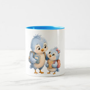 Blaue Rand Tasse Vogel Bruder Schwester