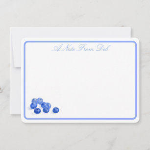 Blaue Rand Wasserfarbe Blaubeeren NAME Dankeskarte