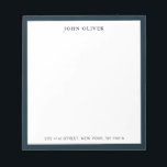 Blaue Randnotiztafel Notizblock<br><div class="desc">Personalisiertes, klassisches und elegantes Notizblock mit blauem Navy-Rand. Sie können den Schriftart ganz einfach in einen beliebigen Stil oder eine beliebige Farbe ändern, indem Sie auf der rechten Seite des Elements auf "Diese Vorlage bearbeiten" klicken oder auf den blauen Button "Anpassen" klicken, um den Text zu ordnen, die Schriftart und...</div>