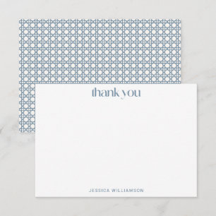 Blaue Rattan-Rohr-Geflecht-Personalisierte Namen D Dankeskarte