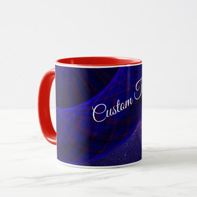 Blaue Raum-Donuts geometrische Kaffeetasse (Vorderseite Links)