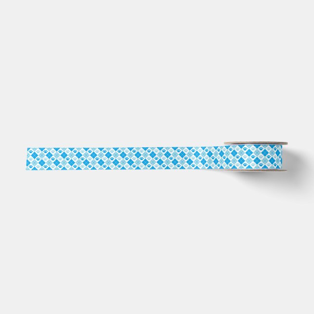 Blaue Raute Druckmuster Satinband (Vorderseite)