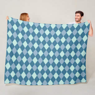 Blaue Raute Vintages Muster Fleecedecke