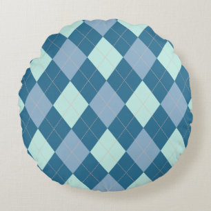 Blaue Raute Vintages Muster Rundes Kissen