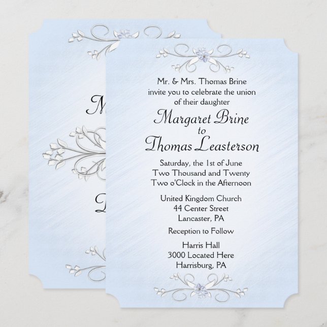 Blaue Reben Einladungen für Hochzeiten 5" x 7" (Vorne/Hinten)