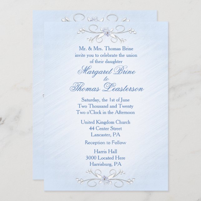 Blaue Reben Hochzeitseinladungen Einladung (Vorne/Hinten)