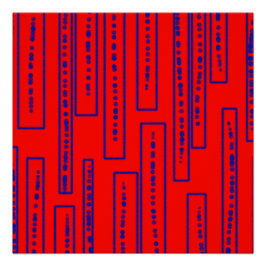 Blaue Rechtecke in Rot Poster