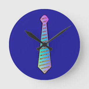 Blaue Regenbogen-Schlips Heimdekoration Runde Wanduhr