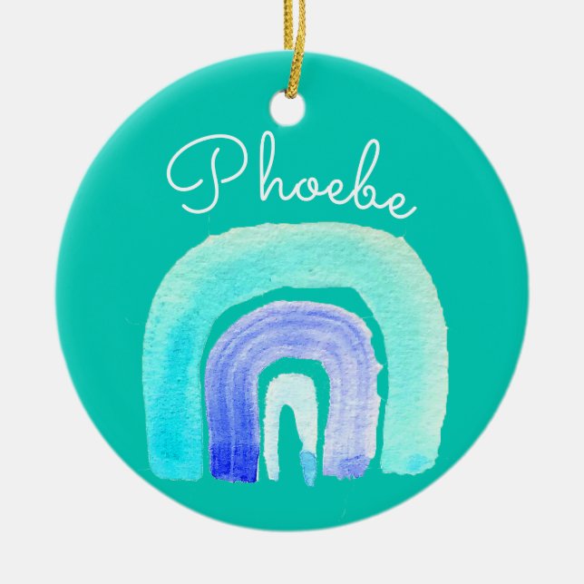 Blaue Regenbogenfarbe Liebe Keramik Ornament (Vorne)