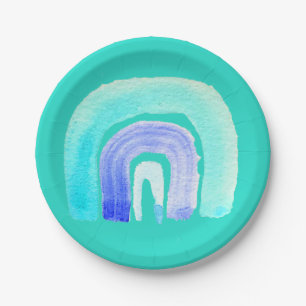 Blaue Regenbogenfarbe Liebe Pappteller