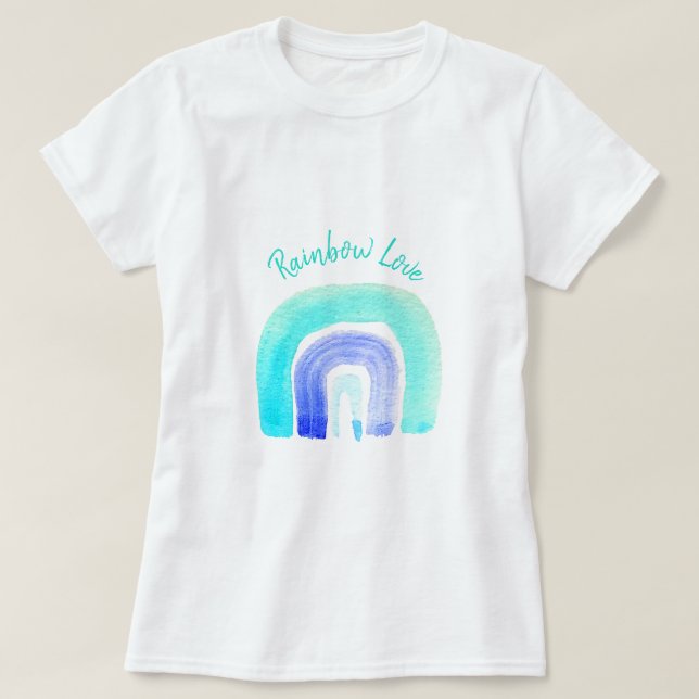 Blaue Regenbogenfarbe Liebe T-Shirt (Design vorne)