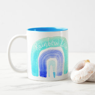 Blaue Regenbogenfarbe Liebe Zweifarbige Tasse