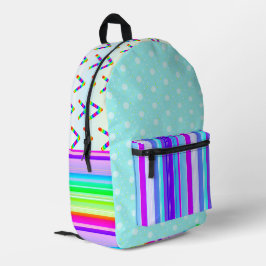 Blaue Regenbogenfarben, leuchtend bedruckte Rucksä Bedruckter Rucksack