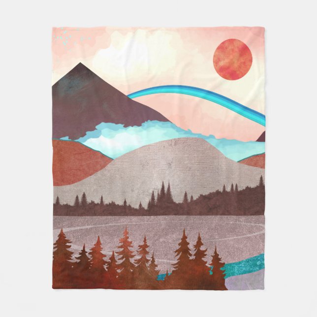 Blaue Regenbogenlandschaft Fleecedecke (Vorderseite)