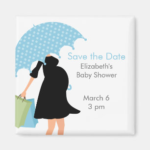 Blaue Regenschirm-Mama-Babyparty Magnet
