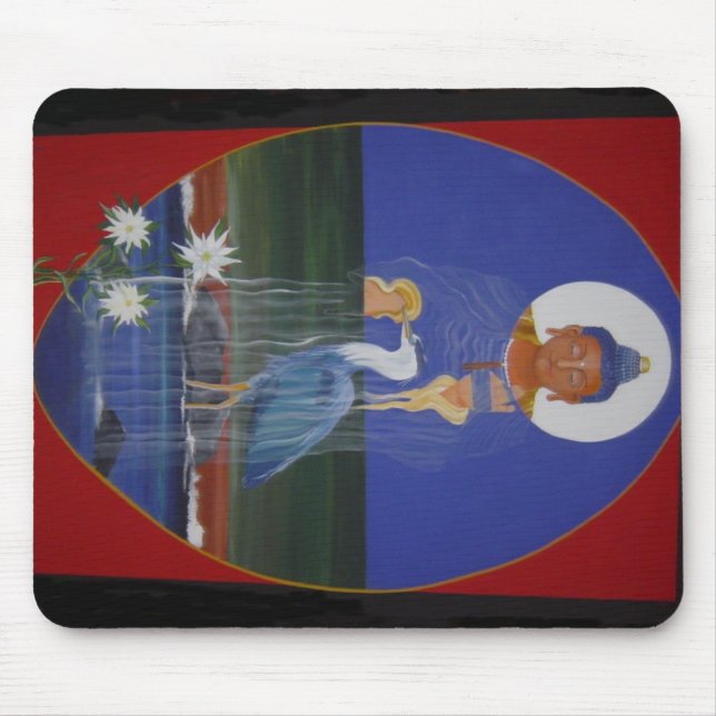 Blaue Reiher-Zen-Buddhist-Mitte Mousepad (Vorne)