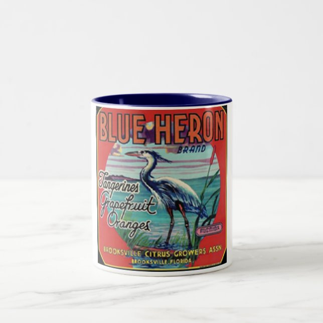 blaue Reihermarken-Tasse Zweifarbige Tasse (Mittel)