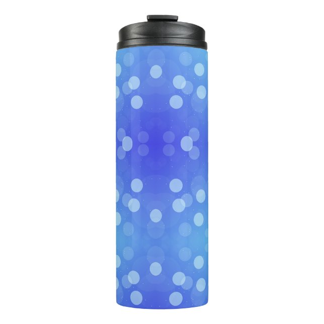 Blaue Reisebecher mit schwarzem Deckel Thermosbecher (Vorderseite)
