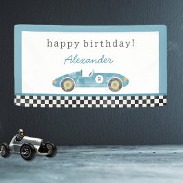 Blaue Rennwagen Geburtstag Banner