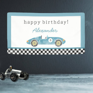 Blaue Rennwagen Geburtstag Banner