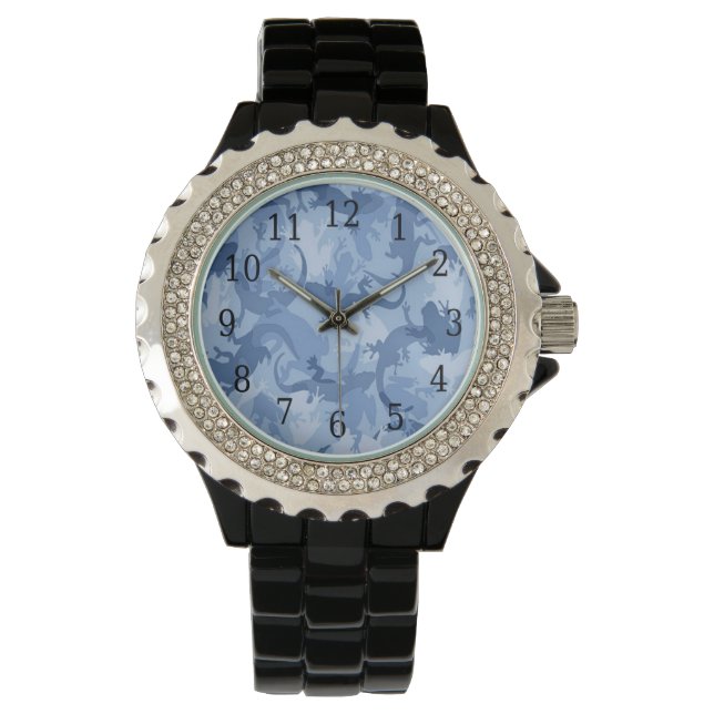 Blaue Reptilienuhr Armbanduhr (Vorderseite)
