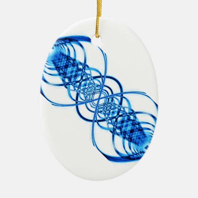 Blaue Resonanzwellen-Ovalverzierung Keramikornament (Vorne)