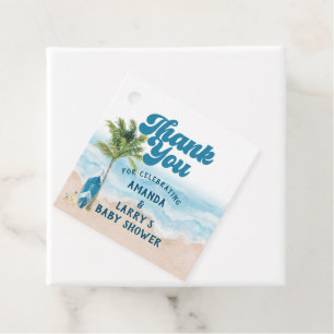 Blaue Retro-Baby-An-Bord-Surf-Baby-Party  Geschenkanhänger