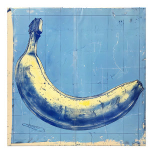 Blaue Retro-Banane Fotodruck