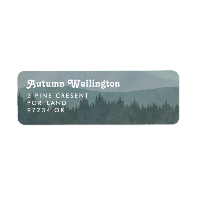 Blaue Retro-Berge und Wald-Rücksendeadresse (Vorne)