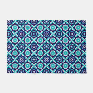 Blaue Retro-Blume Fußmatte