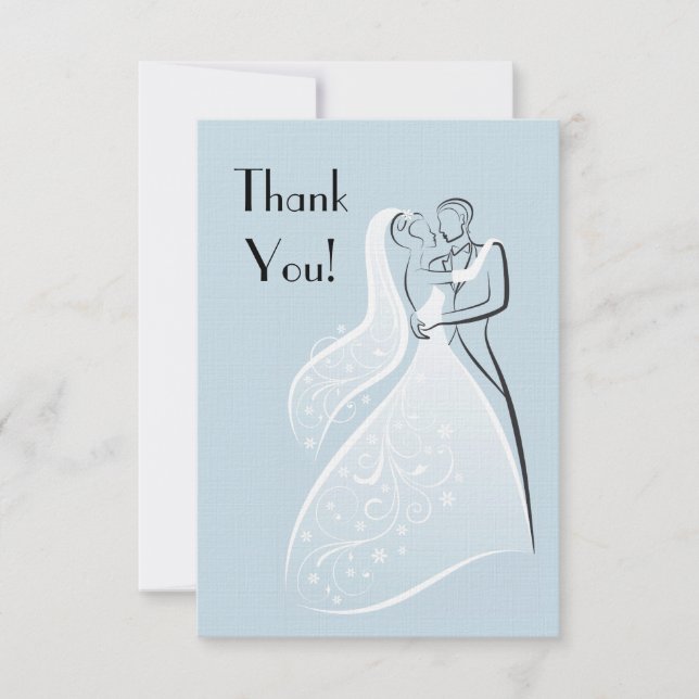 Blaue Retro Hochzeits-Tänzer danken Ihnen Dankeskarte (Vorderseite)