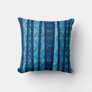 Blaue Retro-Welle Einzigartiges Cooles Muster Kissen