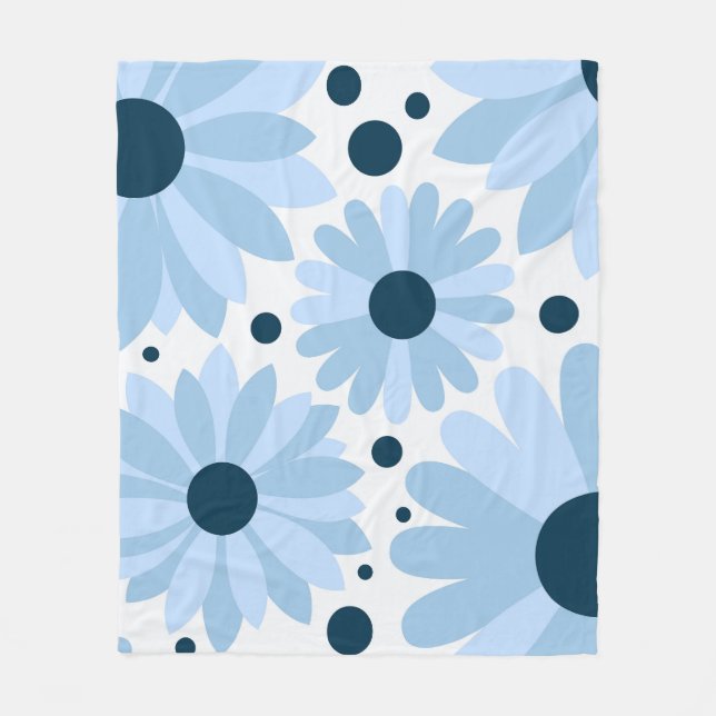 Blaue Retrofarben und dunkelblaue Punkte Fleecedecke (Vorderseite)