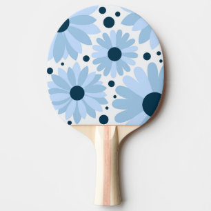 Blaue Retrofarben und dunkelblaue Punkte Tischtennis Schläger