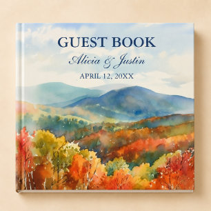 Blaue Ridge-Gebirgswasserfarben-Hochzeit im Herbst Gästebuch