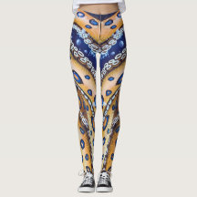 Blaue Ring-Gelb-Kraken-Leggings-Yogahosen