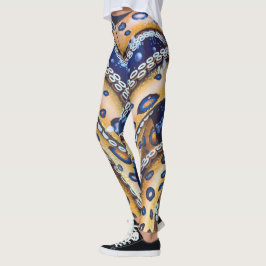 Blaue Ring-Gelb-Kraken-Leggings-Yogahosen Leggings