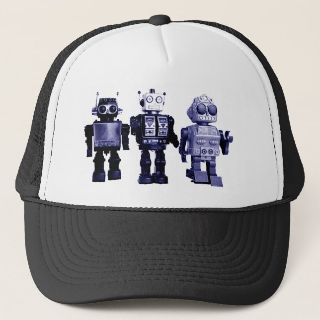 blaue Roboter-Mütze Truckerkappe (Vorderseite)