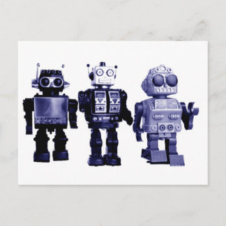 blaue Roboter Postkarte