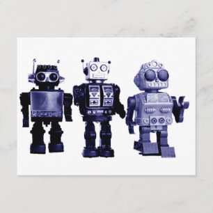 blaue Robotereinladung Einladung