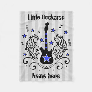 Blaue Rockstargitarre mit Flügeln Fleecedecke