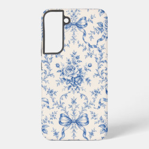 Blaue Rococo-Rosenband-Toile-Hülle Samsung Galaxy Hülle
