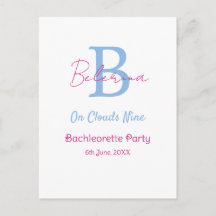blaue rosa auf Wolken neun Monogramm Junggesellinn