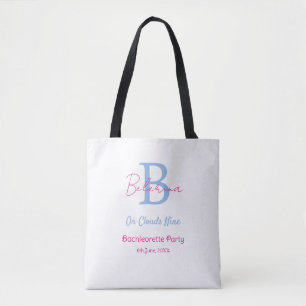 blaue rosa auf Wolken neun Monogramm Junggesellinn Tasche